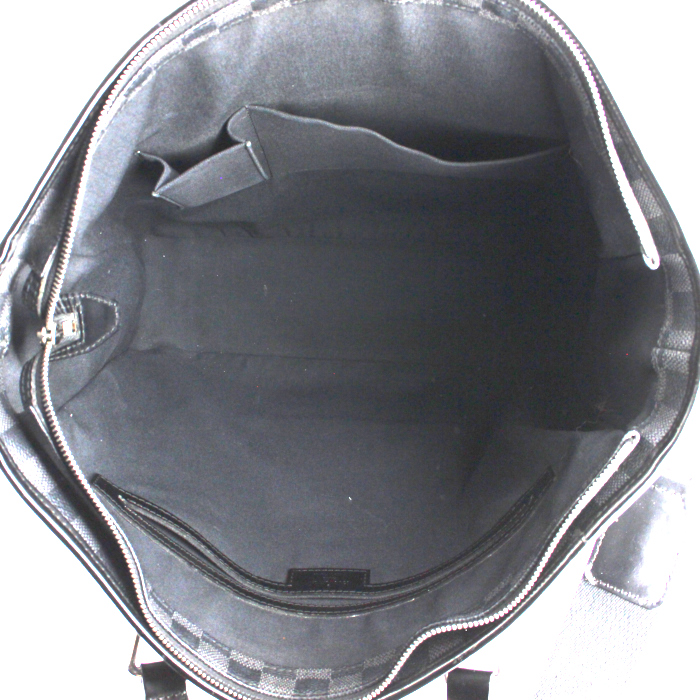 Borsa portadocumenti in tela a scacchi e pelle nera - Detail D3