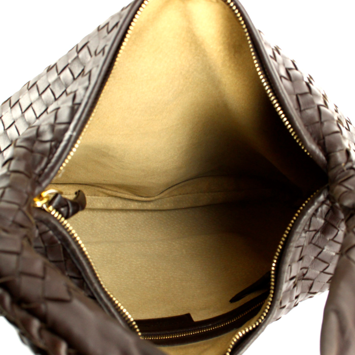 Bolso de mano Bottega Veneta en cuero trenzado marrón - Detail D2