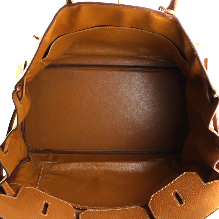 Bolso de mano Hermes Birkin 40 cm en cuero Ardenne color oro - Detail D2