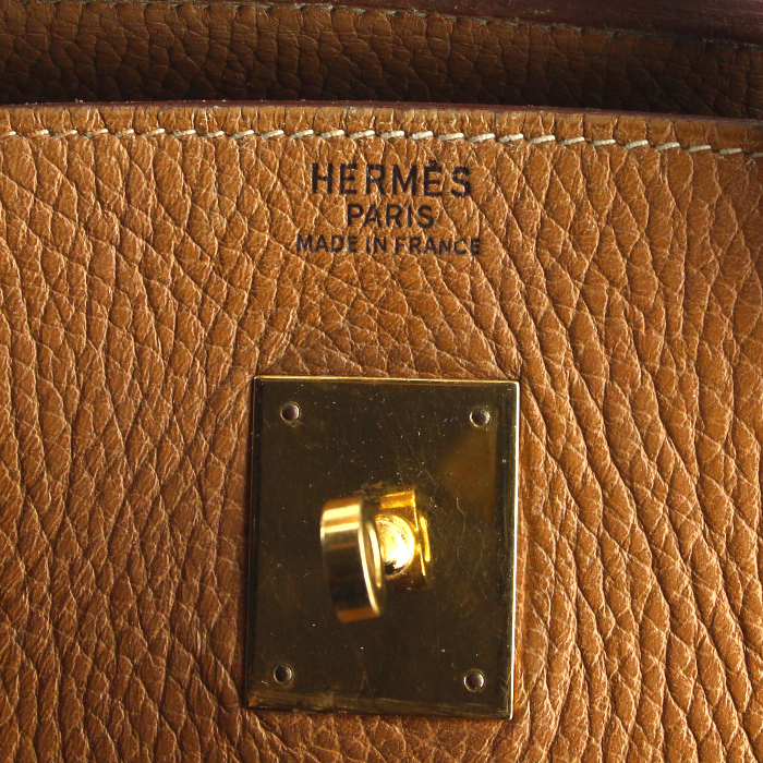 Bolso de mano Hermes Birkin 40 cm en cuero Ardenne color oro - Detail D3