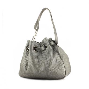 Bolso de mano en cuero cannage plateado