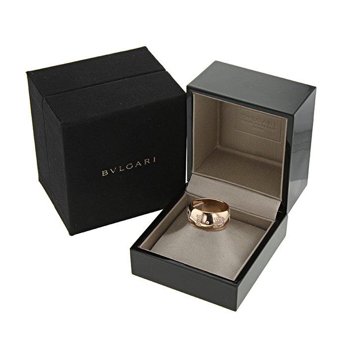 Bulgari Monologo ring in pink gold and diamonds - Detail D2