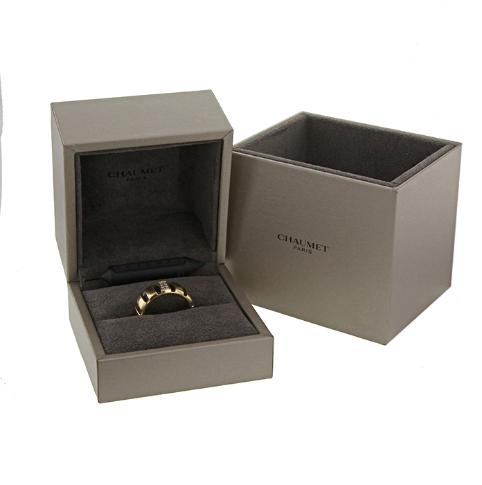 Anello Chaumet Class One modello piccolo in oro giallo,  caucciù nero e diamanti - Detail D2