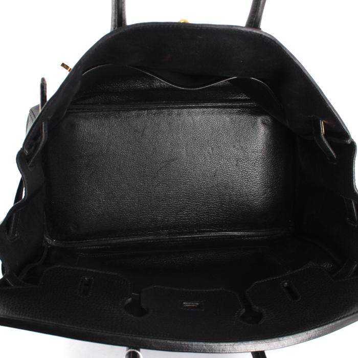 Hermes Birkin 35 cm handbag in black Fjord leather - Detail D2