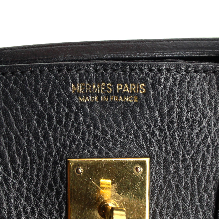 Borsa Birkin 35 cm in pelle Fjord nera - Detail D3