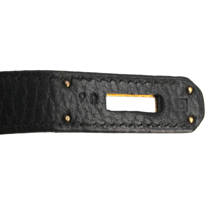 Borsa Birkin 35 cm in pelle Fjord nera - Detail D5