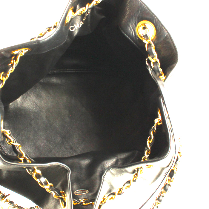 Chanel handbag in coated canvas and black leather - Detail D2