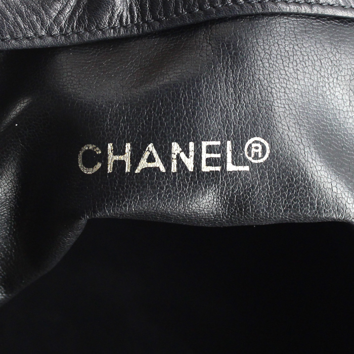 Borsa a secchiello in tela cerata e pelle nera - Detail D3