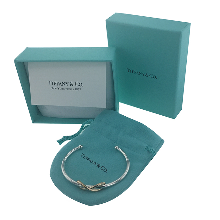 Tiffany & Co Infinity rigid open bracelet in silver and pink gold