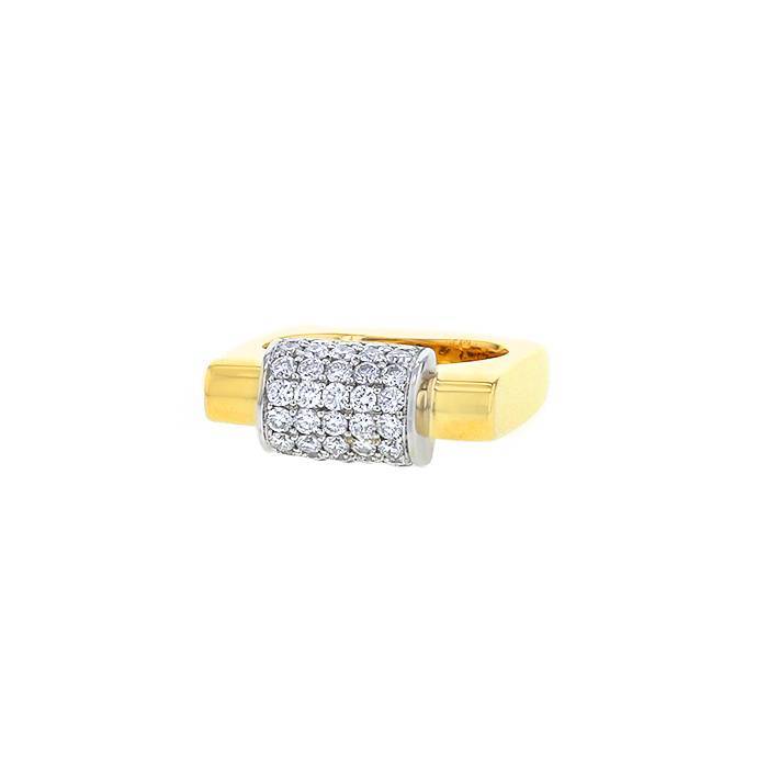 Vintage 1970's ring in yellow gold,  white gold and diamonds - 00pp