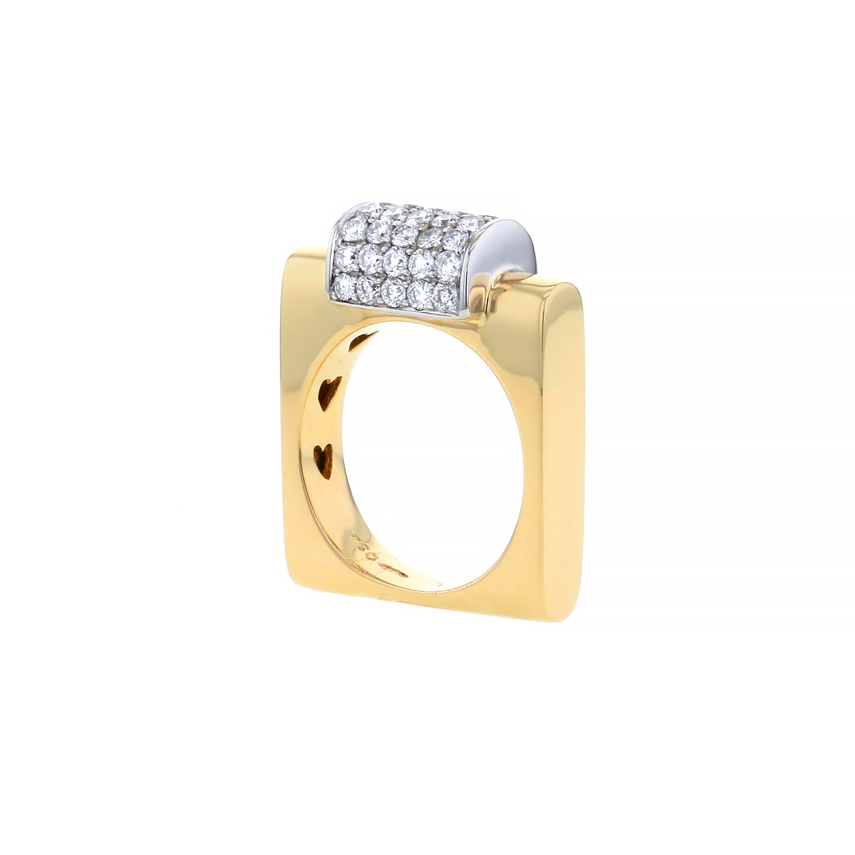 Anello Vintage in oro giallo,  oro bianco e diamanti - Detail D2