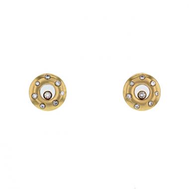 Orecchini a bottone Chopard Happy Diamonds in oro giallo e diamanti