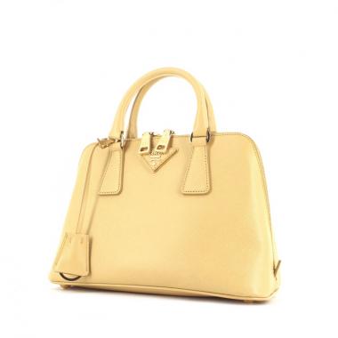 Bolso de mano Prada en cuero saffiano amarillo