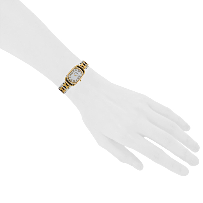 Reloj Hermes Rallye - Wristlet Watch de oro y acero Circa  1990 - Detail D1