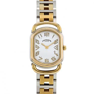 Orologio Hermes Rallye - Wristlet Watch in oro e acciaio Circa  1990