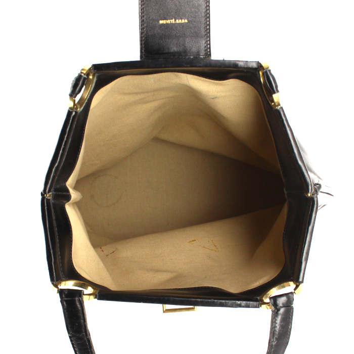 Sac à main Hermes Berry en cuir box noir - Detail D2