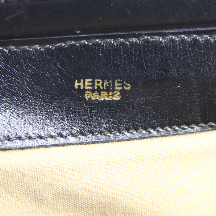 Bolso de mano Hermes Berry en cuero box negro - Detail D3