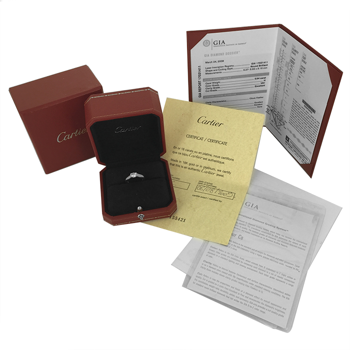Bague solitaire Cartier C De Cartier en platine et en diamant - Detail D2