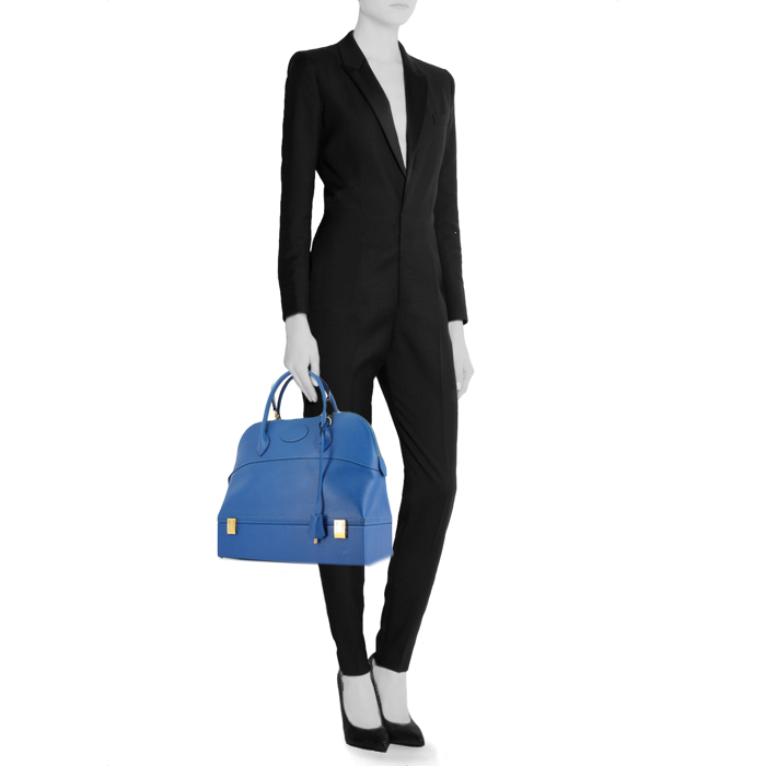 Hermes Mac Pherson handbag in blue epsom leather - Detail D2