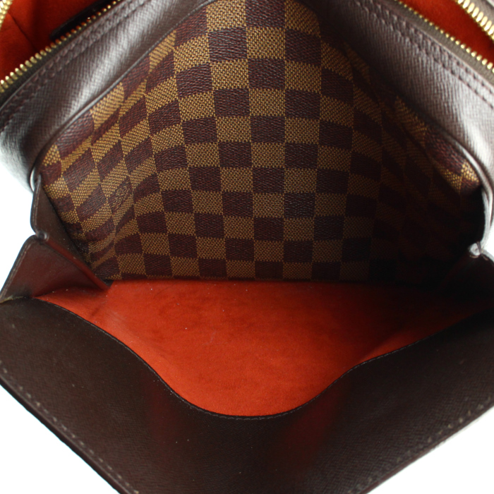 Louis Vuitton handbag in ebene damier canvas and brown leather - Detail D3