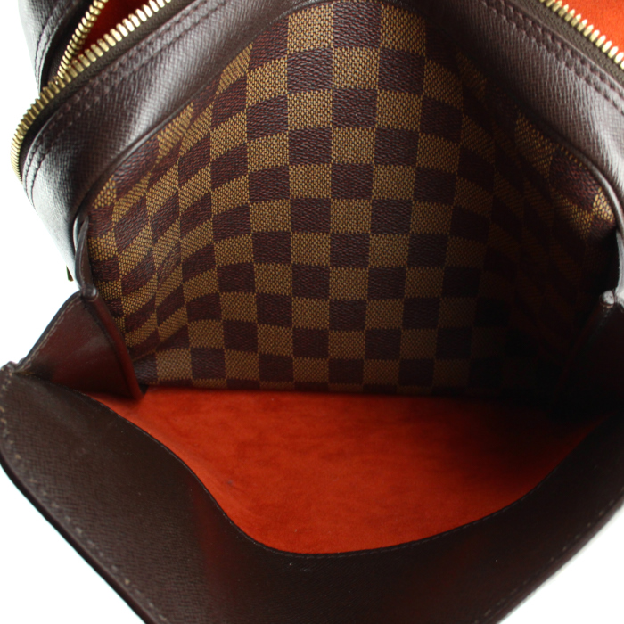 Louis Vuitton handbag in ebene damier canvas and brown leather - Detail D4