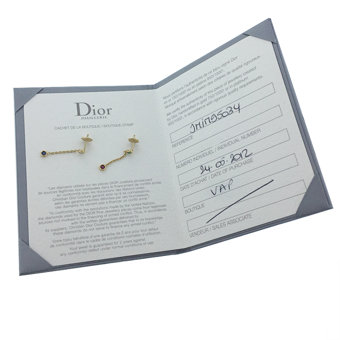 Paire de pendants d'oreilles Dior Mimioui en or jaune,  diamants et pierres précieuses - Detail D2