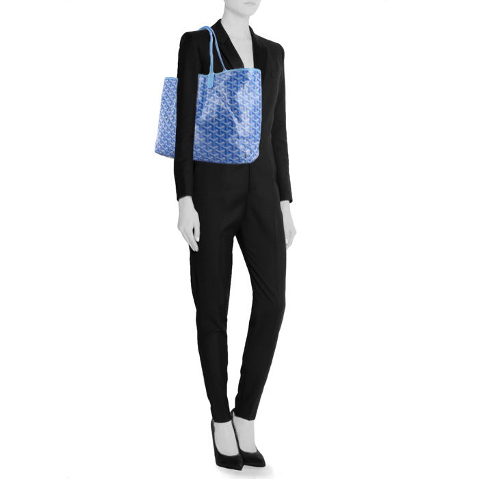 Borsa Saint-Louis in tela monogram cerata blu e pelle blu - Detail D1