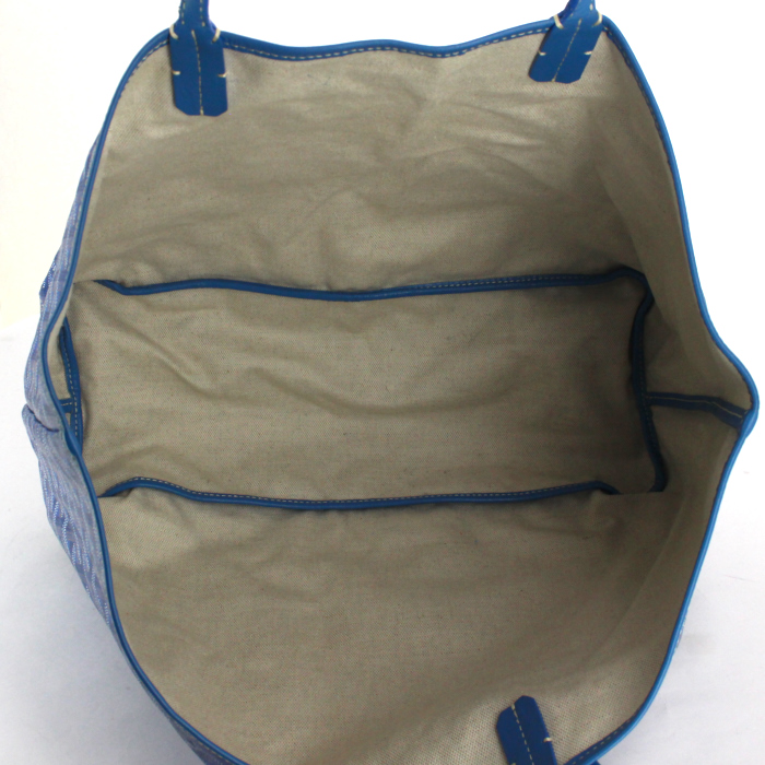 Sac à main Goyard Saint-Louis en toile monogram enduite bleue et cuir bleu - Detail D2