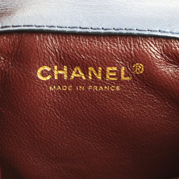 Chanel handbag/clutch in blue quilted leather - Detail D4