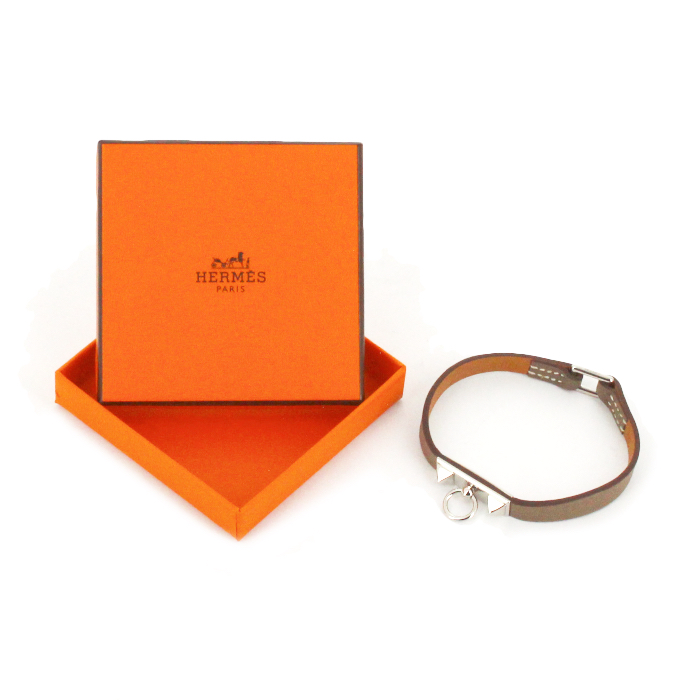 Bracelet Hermes en cuir étoupe - Detail D2