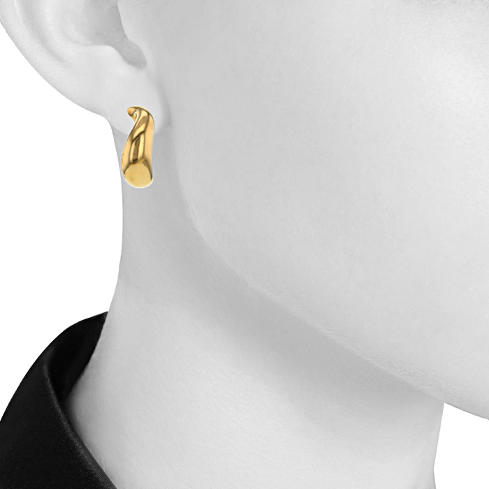 Paire de boucles d'oreilles Fred Mouvementée en or jaune - Detail D1