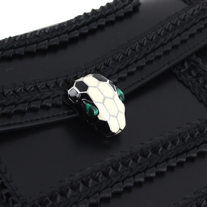 Borsa Serpenti in pelle nera con motivo con trecce - Detail D5