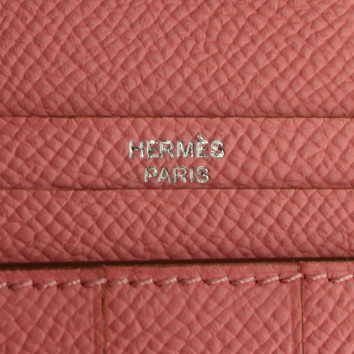 Billetera Hermes Béarn en cuero epsom rosa - Detail D3