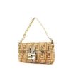 Fendi Baguette handbag in beige braided wicker and brown python - 00pp thumbnail