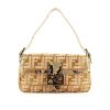 Fendi Baguette handbag in beige braided wicker and brown python - 360 thumbnail