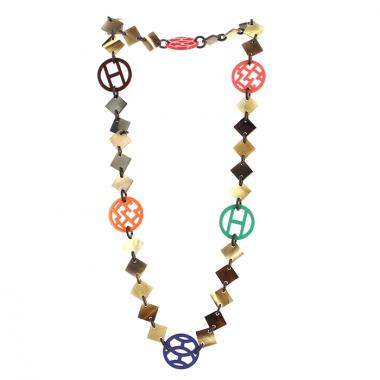 Collar Hermes Léna en cuerno y esmalte multicolor