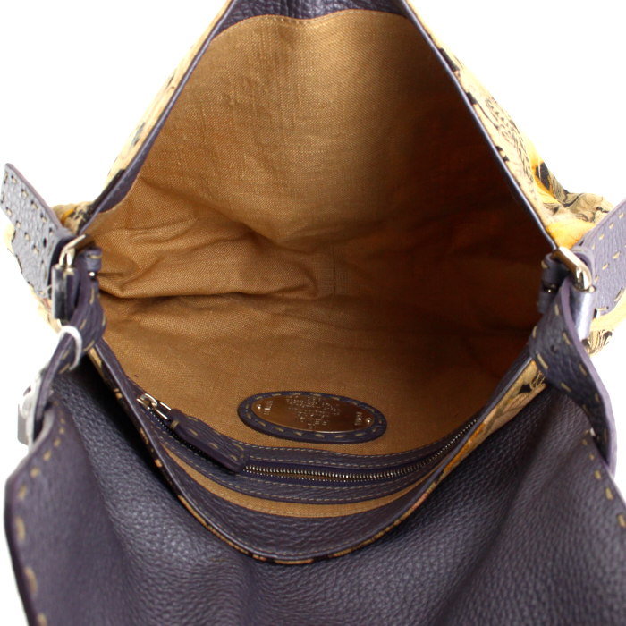 Borsa Fendi in tela con stampa con decoro di animali e pelle martellata - Detail D2