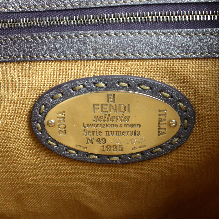 Fendi handbag in printed canvas and parma grained leather - Detail D3