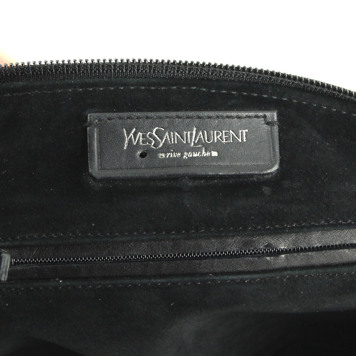Bolso de mano Yves Saint Laurent Mombasa modelo pequeño en ante y cuero marrón - Detail D3