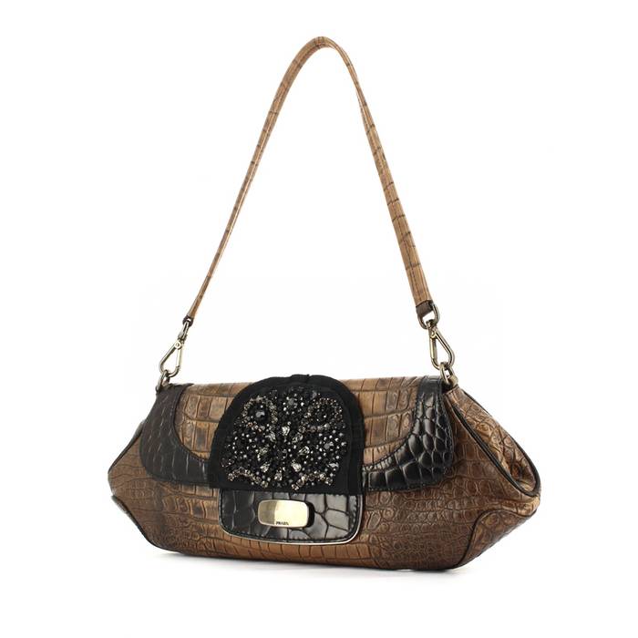 Sac à main Prada en cuir dégradé marron