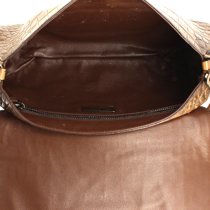 Borsa in pelle marrone simil coccodrillo - Detail D2