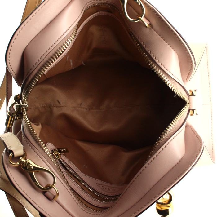 Sac à main Tod's en cuir beige et rose - Detail D3