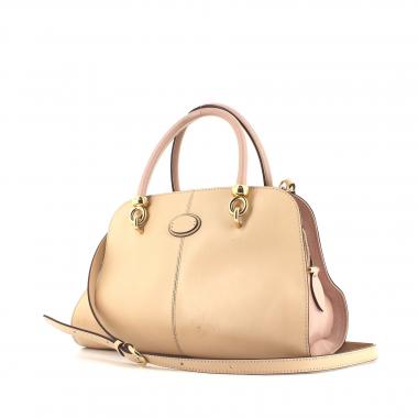 Bolso de mano Tod's en cuero beige y rosa