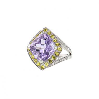 Mauboussin Fou de Toi ring in white gold,  diamonds and citrines and in amethyst