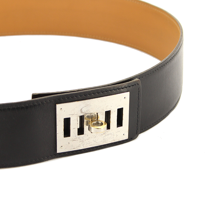 Hermes Médor belt in black box leather - Detail D1