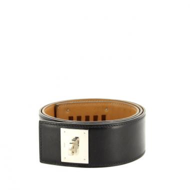 Ceinture Hermes Médor en cuir box noir