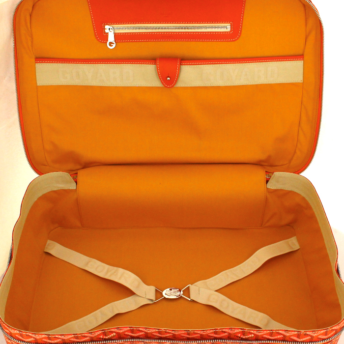 Maleta Goyard Majordome en lona Monogram revestida naranja y cuero naranja - Detail D2