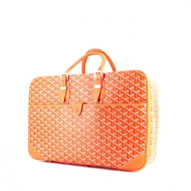 Valigia in tela monogram cerata arancione e pelle arancione
