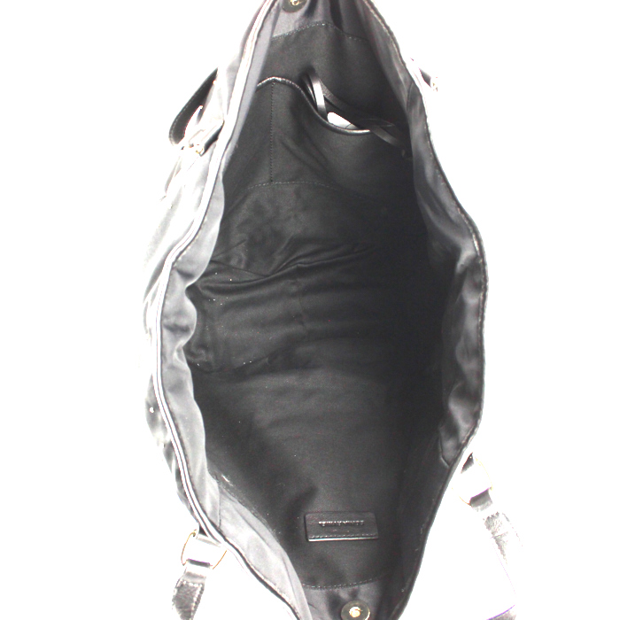 Bolso Cabás Sonia Rykiel en lona negra y cuero negro - Detail D2