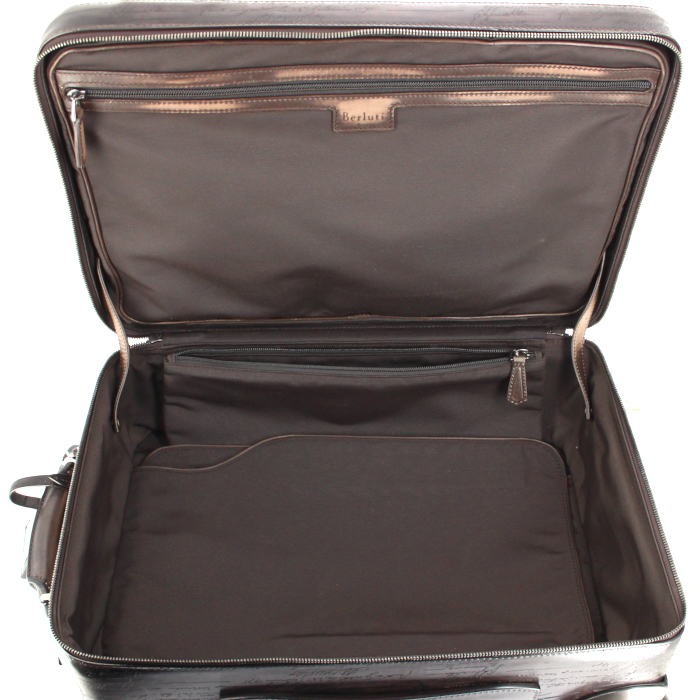 Valise Berluti en cuir marron et toile marron - Detail D2